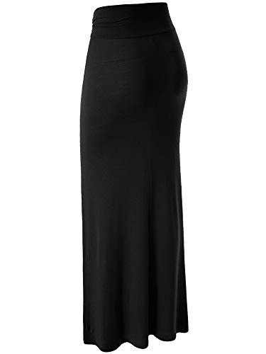 Made By Johnny Women's Solid Basic Lightweight Floor Length Flare Long Maxi Lounge Skirt (S~3XL)2
