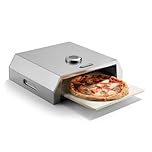 VonHaus BBQ Pizza Oven Outdoor – Stone Included, for Charcoal & Gas Barbecue Grills – Stainless Steel, Temperature Gauge, Carry Handles – For up to 12” Pizzas – Can Also Smoke Meat, Fish & Veg