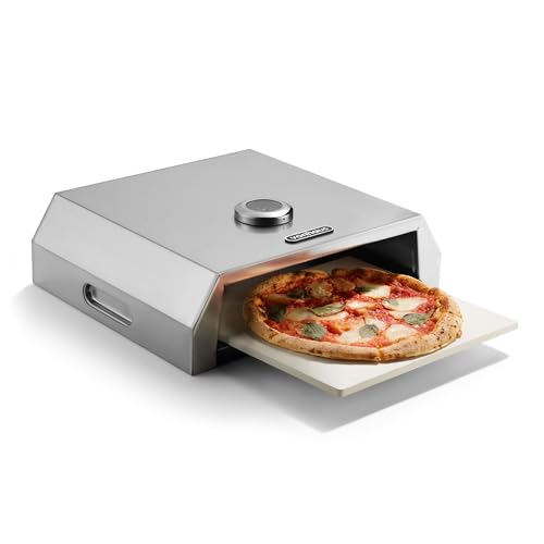 VonHaus BBQ Pizza Oven Outdoor Stone Included for Charcoal & Gas Barbecue Grills Stainless Steel Temperature Gauge Carry Handles For up to 12 Pizzas Can Also Smoke Meat Fish & Veg