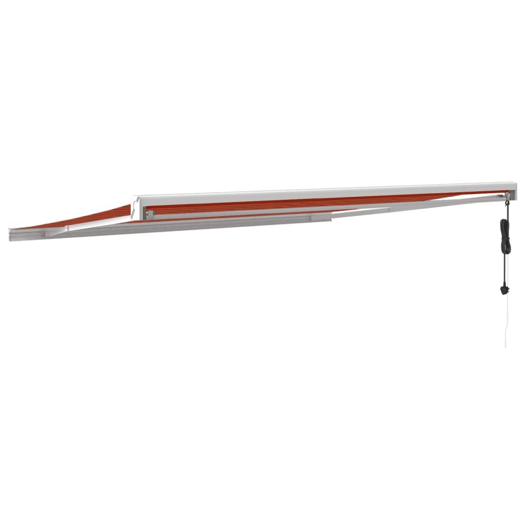 Wysuwana markiza przeciwsłoneczna z silnikiem/ręcznym zadaszeniem na patio, na zewnątrz, osłona balkonu, pomarańczowo-brązowa, 4 x tkanina aluminiowa, idealna na taras i ochronę ogrodu