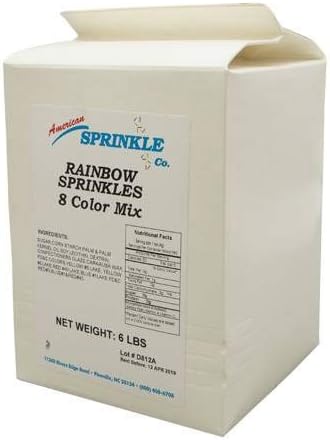 American Sprinkle 8 Color Rainbow Sprinkles, 6 Pound -- 4 per case.