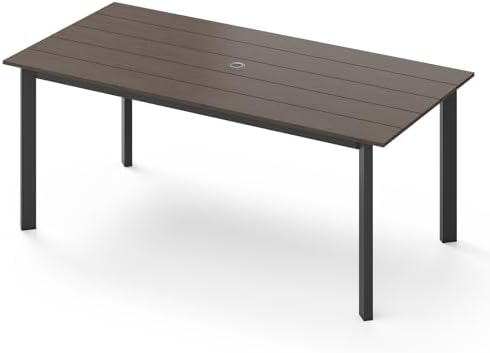 67" Rectangle HDPS Patio Dining Table, Aluminum Outdoor Patio Din...