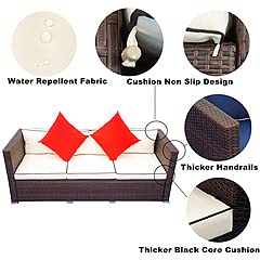 3 Piece Patio Sectional Wicker Rattan Outdoor Furniture Sofa Set #TOP1