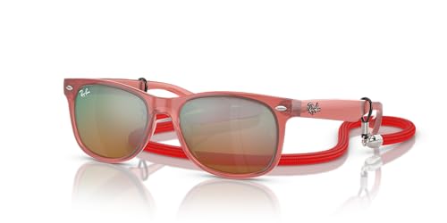 Ray-Ban Junior RJ9052S New Wayfarer Sunglasses Opal Red/Brown Mirrored Red Gradient Silver 47 mm