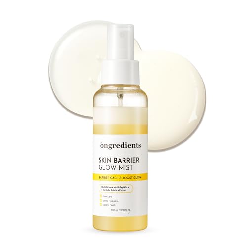 ONGREDIENTS Skin Barrier Glow Mist, Dual-Layer Facial Mist, 98% Pure Glutathione, Multi-Peptide, Centella, Ultra-Fine Spray, Cooling, Dry and Sensitive Skin, Korean Skin Care, 3.38 fl. oz. / 100ml
