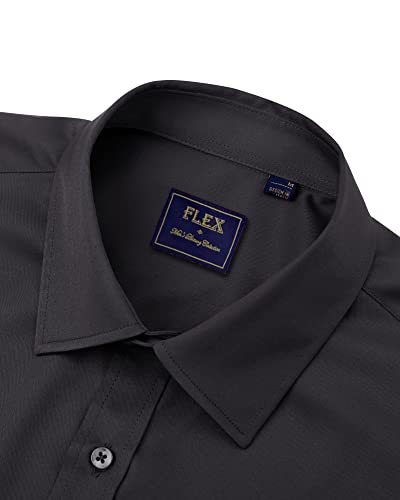 Alimens & Gentle Men's Dress Shirts Wrinkle-Free Long Sleeve Stretch Solid Formal Business Button Down Shirt With Pocket #TOP2