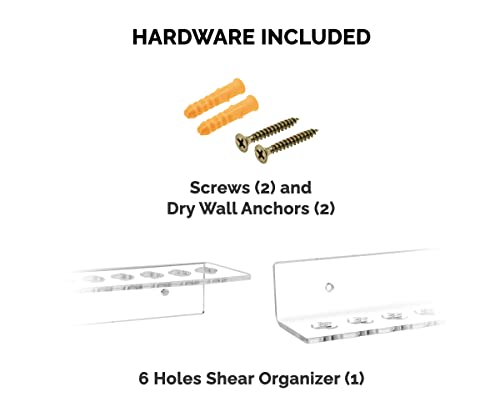 Hanging Acrylic Scissor Organizer Clear Acrylic 7.75 Inch Wide Wall Mount Multi Slot Rack with Hardware Shear Display One Piece for Professional Stylists Barbers and Dog Groomers by Marketing Holders - Thumbnail 5