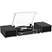 Udreamer Giradischi con 2 altoparlanti stereo doppio, giradischi vintage Bluetooth 5.3 supporta 3 velocità, AUX-In, RCA Line, USB, riproduzione wireless, nero