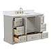 DELUXE LIVING 48 Inch Bathroom Vanity with Sink Combo, Solid Wood Frame with Mable Top &Backspalsh, Fully-Assembled with Soft-Closing Doors & 7 Drawers, Greige