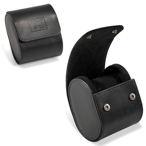 PoBoSall Single Watch Travel Case for Men Women Leather Watch Roll Case Watch Box Storage Organizer and Display Black Watch Accessories