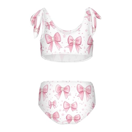 Wusikd Pink Bows Girls Swimsuits Two Piece Pearls Stars Swimwear Bikini Set for for Girls Size 3T2