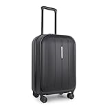 JLY Premium Cabin Suitcase, Laptop Front Pocket, 100% German Bayer Polycarbonate & Advanced PU Waterproof Fabric, 4 Wheel, Hand Carry-on Luggage Small Size, Trolley Handle, TSA Lock (Coal Black)