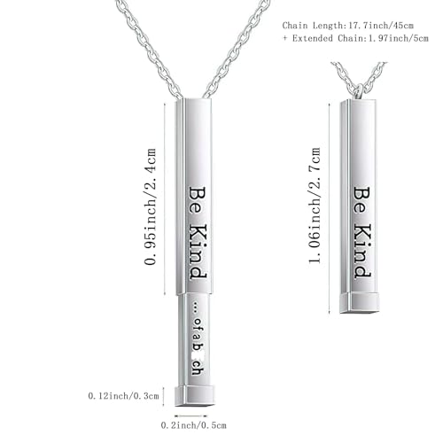 Be Kind Of A B Necklaces For Women, Hidden Message Necklace, Best Friends Sorority Sisters Friendship Jewelry Gift, Square Tube Pendant with Hidden Message Strap, Graduation Gift for Her3