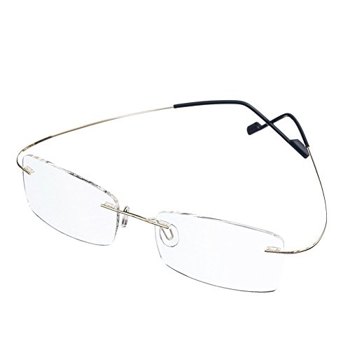 Rongchy Super Licht Titan Kurzsichtig Kurzsichtige Myopie Arbeitsbrille -1,50 Stärken Gold Farbe Männer Frauen Mode Randlose Kurzsichtig Brillen Cover