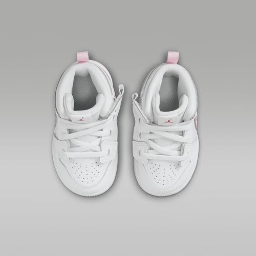 Jordan 1 Mid RM EasyOn Baby/Toddler Shoes (FQ1283-101, White/Fire Red/Pink Foam)4