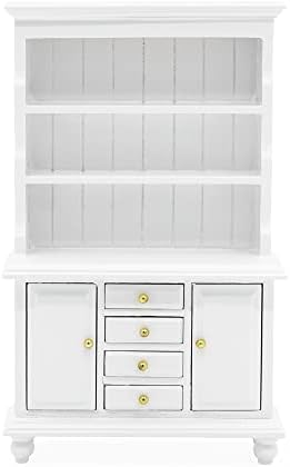 Odoria 1/12 Miniature Cupboard Cabinet Hutch Bookcase Dollhouse Furniture Accessories, White