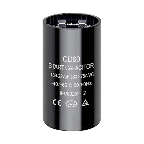 189-227 uf/MFD CD60 Round Start Capacitor ±20% 50/60 Hz 330-375 VAC Round Motor Well Pump Start Capacitor (189-227 uf/MFD, 1)