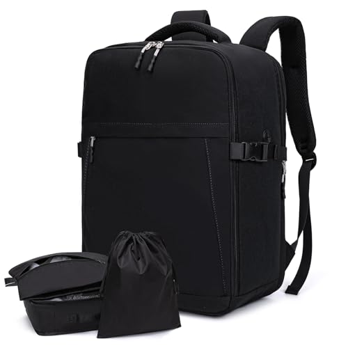 Lossga Designed for Cabin Bag 45x36x20 New Easyjet Underseat Cabin Bag Carry on Backpack for Travelling Travel Rucksack for Men Women (Black)