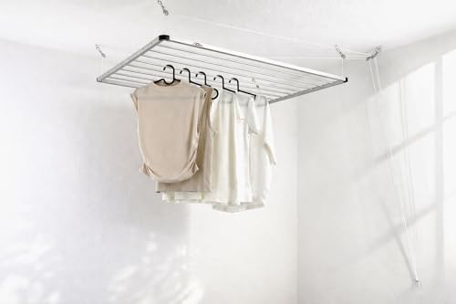 DRY-SMART Lift - Séchoir à linge de plafond - 120 cm - Pour baignoire, balcon, intérieur et extérieur - Peu encombrant - Fixation facile au plafond