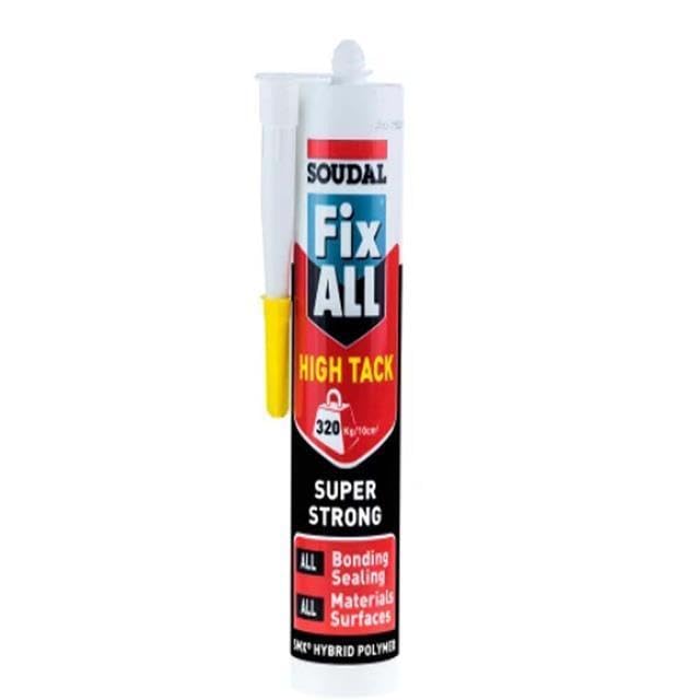 Soudal Fix ALL High Tack Hybrid Polymer Bonding Sealant Adhesive & Filler Super Strong Polymer Technology Cartridge 290ml (White)