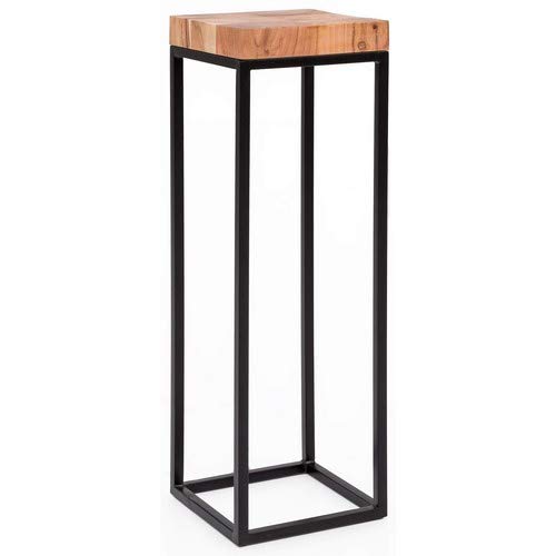 Wohnling Beistelltisch 30 x 97 x 30 cm WL5.654 Akazie Metall Anstelltisch Hoch | Industrial Style Tischchen Wohnzimmer | Holztisch mit Metallbeinen | Abstelltisch Blumentisch Naturholz Dekotisch Cover