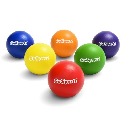 GoSports Soft Skin Foam Playground Dodgeballs - 6 Pack Set for Kids - Includes Mesh Carry Bag