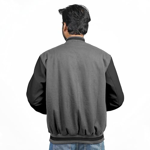 Image of Men's Fashion Varsity Jacket Causal Slim Fit Wool Letterman Baseball Bomber Jackets