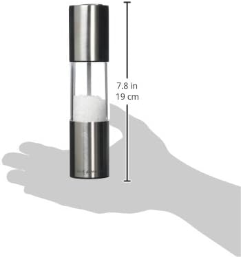 Cole & Mason H56390P Oslo Salt and Pepper Mills | Precision+ | Stainless Steel/Acrylic | 185mm | Gift Set | Includes 2 x Salt and Pepper Grinders | Lifetime Mechanism Guarantee, Silver/Clear