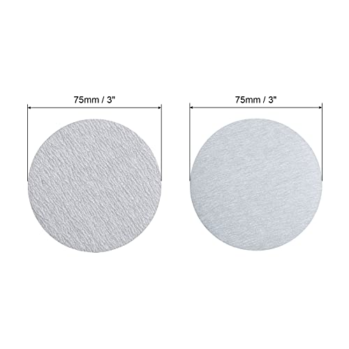 uxcell 60 Pcs 3-Inch Aluminum Oxide White Dry Hook and Loop Sanding Discs 240 Grit & 400 Grit Flocking Sandpapers