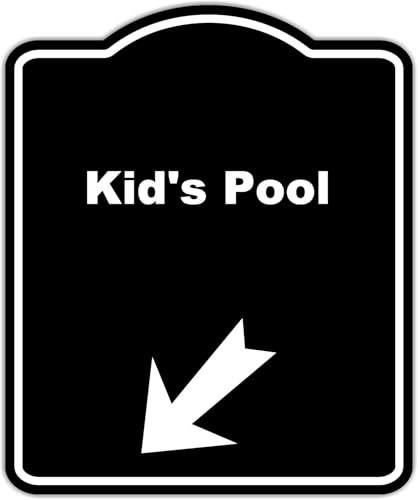Kid's Pool Black Sign Arrow Down Left Aluminum Composite Sign 15 x 18 inches