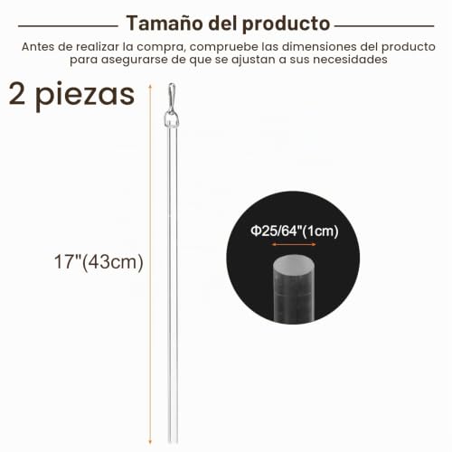 Miniatura 2 de Quarkzman 2 Unidades De Varilla De Tirar Para Cortinas Transparente De 43cm, Pieza De Repuesto De Varilla De Persiana De Acrílico Con Gancho, Accesorio Para Abrir Ventanas