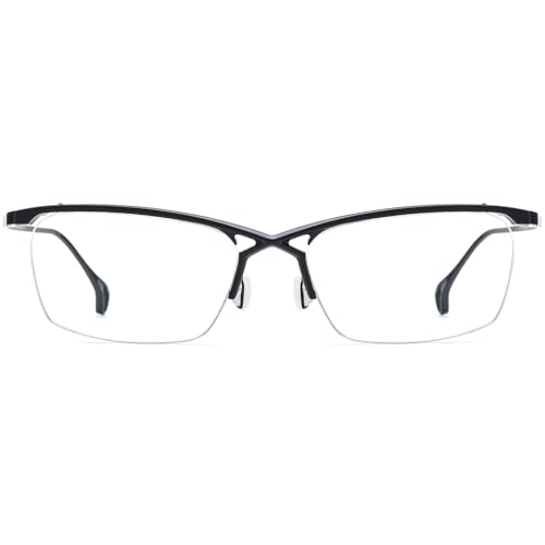 Image of FONEX Pure Titanium Glasses Frame Men Semi Rimless Square Eyeglasses Eyewear DTX416