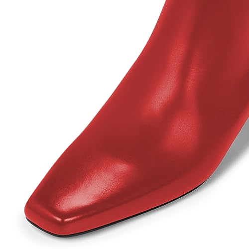 FOWT Women Small Square Toe Ankle Boots Comfy Side Zipper Booties Chunky Low Heels Fall Winter Western Shoes Size 4-16 US3