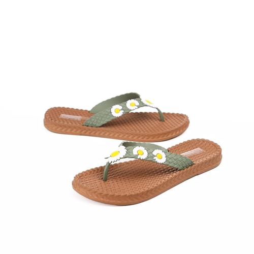 AMOUN Flowers Slipper for Women Size 40, Olive Flo-100 Women...