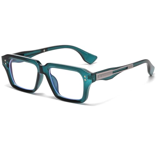 Image of AIEYEZO Fashion Square Blue Light Glasses for Men Women Retro Thick Frame Blue Light Blocking Computer Glasses