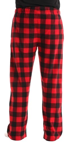 #FollowMe 45902-1A-L Polar Fleece Pajama Pants for Men/Sleepwear/PJs, Red Buffalo Plaid, Large