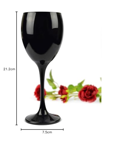 Foto von Sendez Weingläser Set 300ml im 6er-Pack Schwarze Rotweingläser Weißweingläser Weinkelch