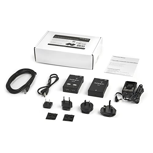 Image of StarTech 4-Port USB 2.0 Extender, 130ft USB Over Cat5 /Cat6 Extender, TAA | Compact USB 2.0 Over Ethernet Extender, USB2004EXTV