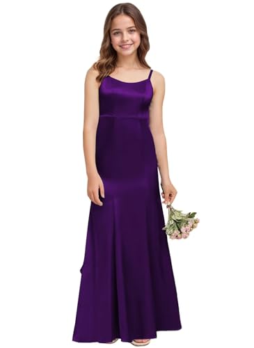 dideyttawl Mermaid Junior Bridesmaid Dress V Neck Stretch Satin Ruffles Bow Flower Girl Dress 2522