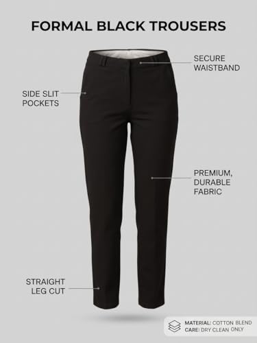 Image of modny Formal Trousers for Women Premium Polycotton, Regular Fit, Straight Pant for Girls | Ideal for Office, College & Professional Wear