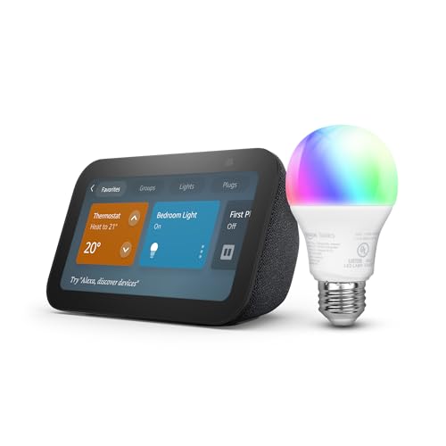 Echo Show 5 with Amazon Basics Smart Color Bulb
