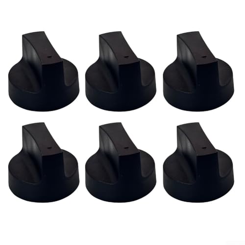 6PCS 50mm Gas Stove Knobs,Cooker Knobs Oven Stove Switch Red Black PVC Replacement Control Knobs for BBQ Oven Flat Top Stoves, Heat-Resistant(Black)
