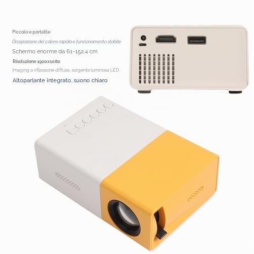 Akozon Mini Proiettore Mini Portatile da 24 a 60 Pollici Grande Proiettore SN per Film Home Theater All'aperto 110-240 V