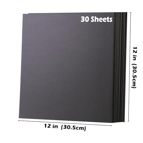 Black Cardstock - 12’’ x 12’’ 85lb Cover Card Stock Paper Perfect for Scrapbooking, Crafts, Business Cards 30 Sheets 230g UAP05BK image 3
