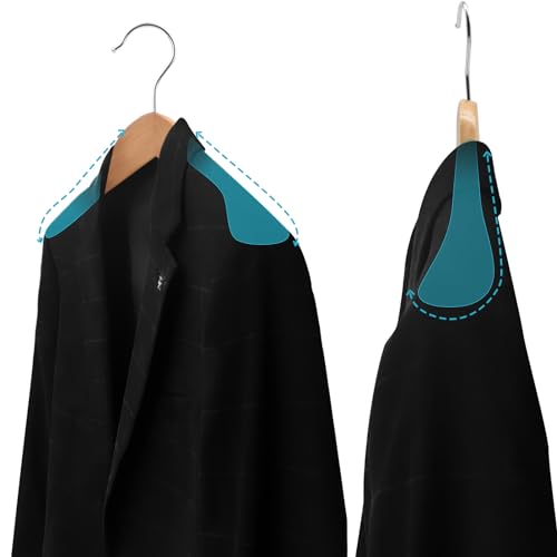 ABHENG Kleiderbügel aus Holz, 14er Set Anzugbügel, um 360° drehbarer Haken, für Jacken,Hemden, Anzüge, Mäntel, 44 x 5,5 x 23 cm (L x B x H), naturfarben AWY0414N