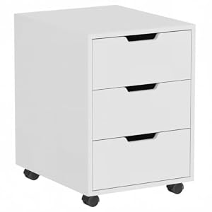 Homullel Rollcontainer mit 3 Schubladen, MDF, 40x50x58 cm