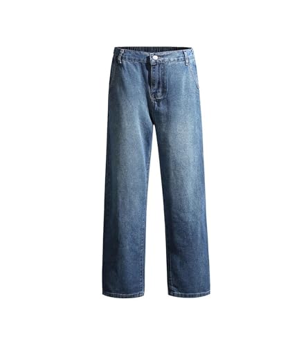 Mens Jeans Spring Summer Wide Leg Denim Pants Loose Straight Casual Fashion Trousers Lightweight