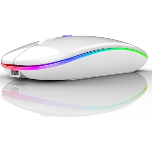 PEIBO Bluetooth Wireless Mouse for Laptop mac MacBook ipad MacBook air MacBook pro pc Desktop Computer Windows Chromebook Notebook (White White)