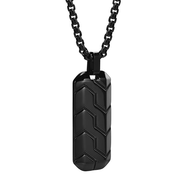 Fashion Minimalist Style Personalized Stainless Steel Geometric Tire Pattern Men's Pendant Necklace for Men Boys Unisex Chains Stainless Steel Chain for Boy | Accessories for Men | Birthday Gift for Boy-image-22