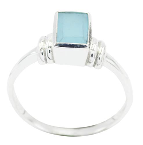 Bague bleue naturelle argent 925 le cadeau d'anniversaire mémorable